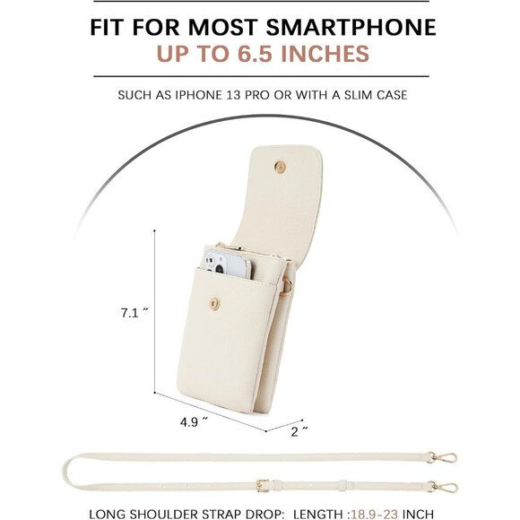 Women Pebble Beige-White Imported Vegan Leather Adjustable Strap Crossbody Bags - Picture 5 of 7